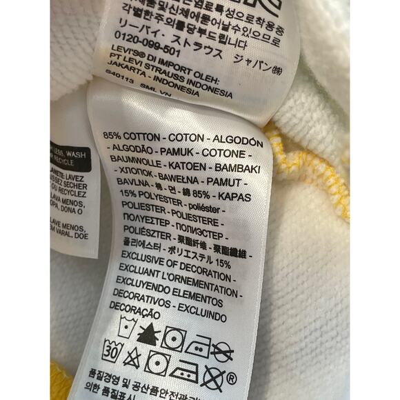 Levi's Womens Yellow Colorblock Cotton Blend Crop Sweatshirt Shirt Hoodie Top L - Picture 8 of 11